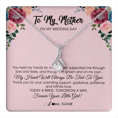 Alluring Beauty Necklace 14K White Gold Finish | 1 | Personalized To My Mother Necklace from Daughter On Wedding Day for Mom Bride's Mother Customized Gift Box Message Card | teecentury