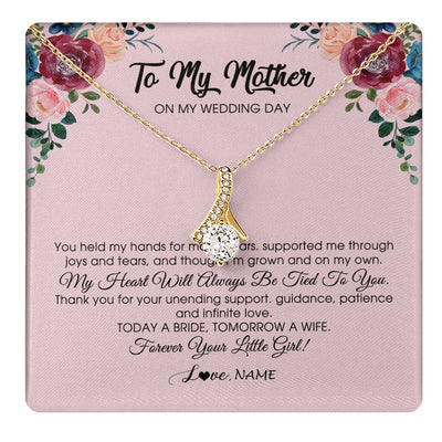 Alluring Beauty Necklace 18K Yellow Gold Finish | 1 | Personalized To My Mother Necklace from Daughter On Wedding Day for Mom Bride's Mother Customized Gift Box Message Card | teecentury