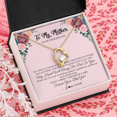 Forever Love Necklace 18K Yellow Gold Finish | Personalized To My Mother Necklace from Daughter On Wedding Day for Mom Bride's Mother Customized Gift Box Message Card | teecentury