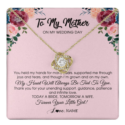 Love Knot Necklace 18K Yellow Gold Finish | 1 | Personalized To My Mother Necklace from Daughter On Wedding Day for Mom Bride's Mother Customized Gift Box Message Card | teecentury