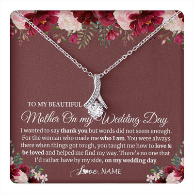 Alluring Beauty Necklace 14K White Gold Finish | 1 | Personalized To My Mother On My Wedding Day Necklace From Daughter Bride To Mom I Wanted To Say Thank You Mother Jewelry Customized Gift Box Message Card | teecentury