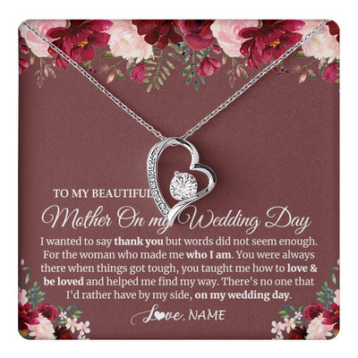 Forever Love Necklace 14K White Gold Finish | 1 | Personalized To My Mother On My Wedding Day Necklace From Daughter Bride To Mom I Wanted To Say Thank You Mother Jewelry Customized Gift Box Message Card | teecentury