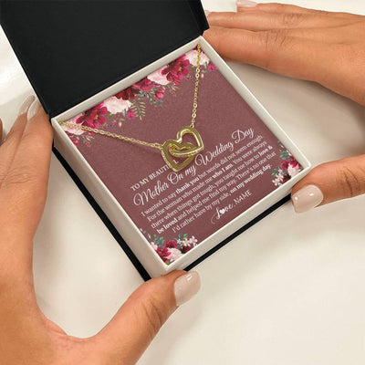 Interlocking Hearts Necklace 18K Yellow Gold Finish | 2 | Personalized To My Mother On My Wedding Day Necklace From Daughter Bride To Mom I Wanted To Say Thank You Mother Jewelry Customized Gift Box Message Card | teecentury