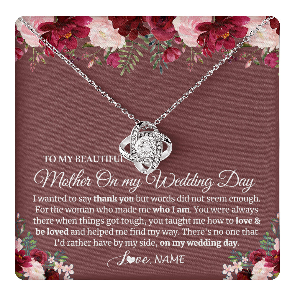 Love Knot Necklace 14K White Gold Finish | 1 | Personalized To My Mother On My Wedding Day Necklace From Daughter Bride To Mom I Wanted To Say Thank You Mother Jewelry Customized Gift Box Message Card | teecentury