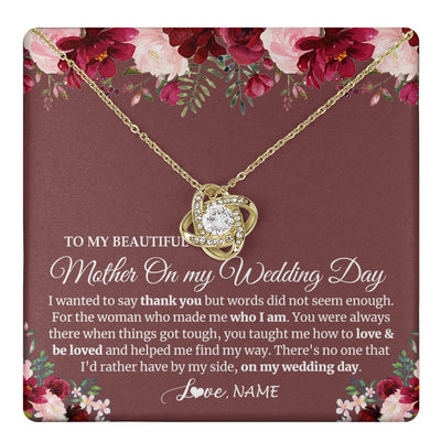 Love Knot Necklace 18K Yellow Gold Finish | 1 | Personalized To My Mother On My Wedding Day Necklace From Daughter Bride To Mom I Wanted To Say Thank You Mother Jewelry Customized Gift Box Message Card | teecentury