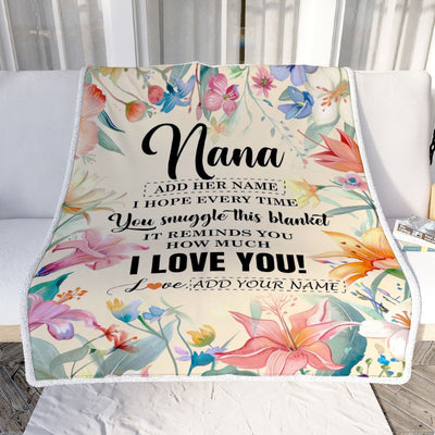 Personalized To My Nana Blanket From Granddaughter Grandson Floral I Love You Great Nana Birthday Gifts Mothers Day Christmas Customized Fleece Blanket Teecentury