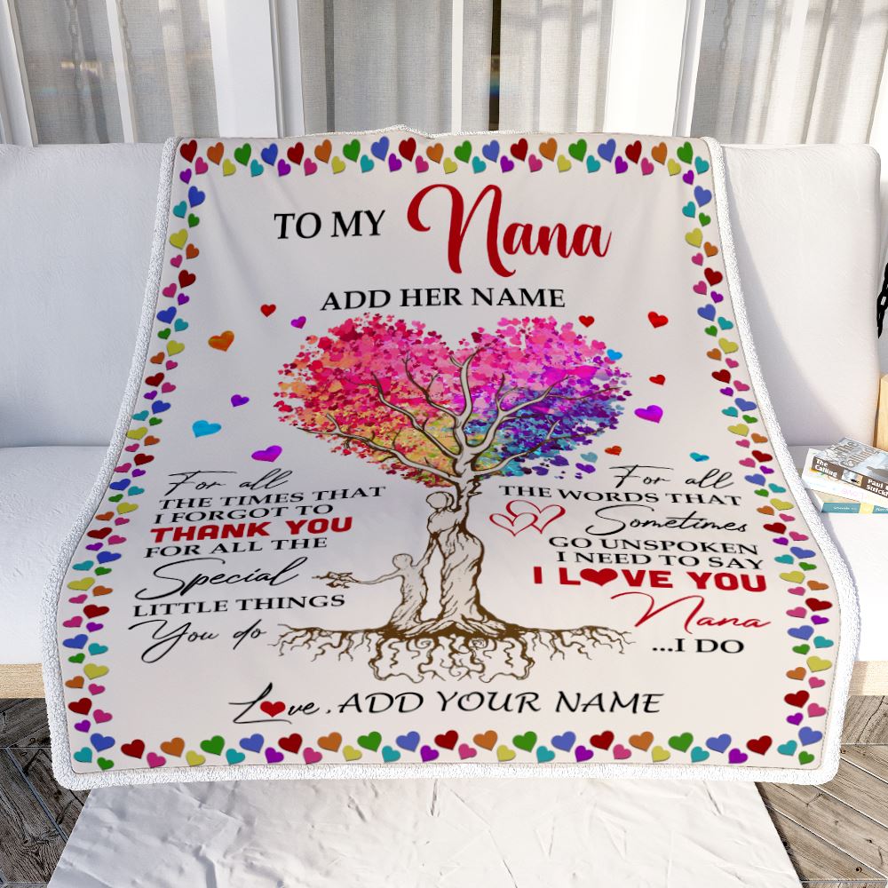 Personalized To My Nana Blanket From Grandkids Grandson Colorful Tree Thank You For All Nana Birthday Gifts Mothers Day Christmas Customized Fleece Blanket | teecentury
