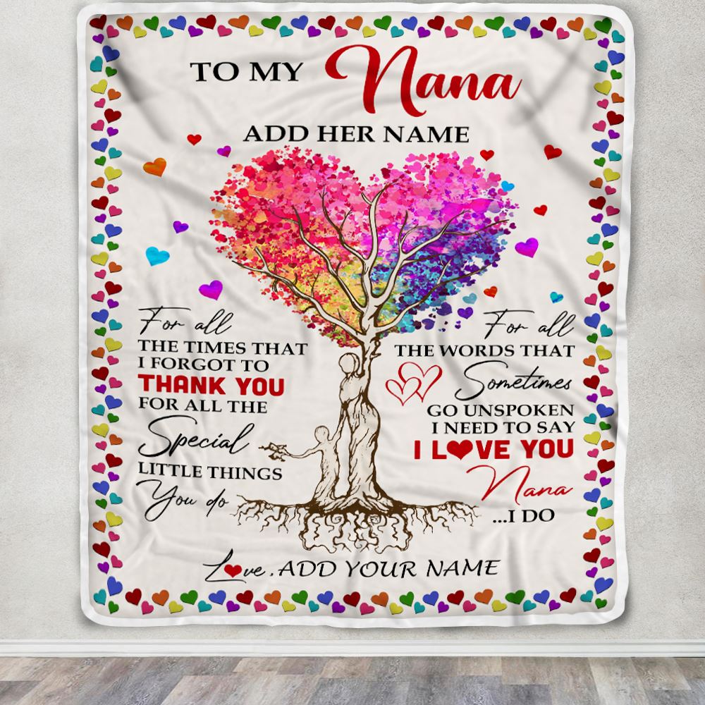 Personalized To My Nana Blanket From Grandkids Grandson Colorful Tree Thank You For All Nana Birthday Gifts Mothers Day Christmas Customized Fleece Blanket | teecentury