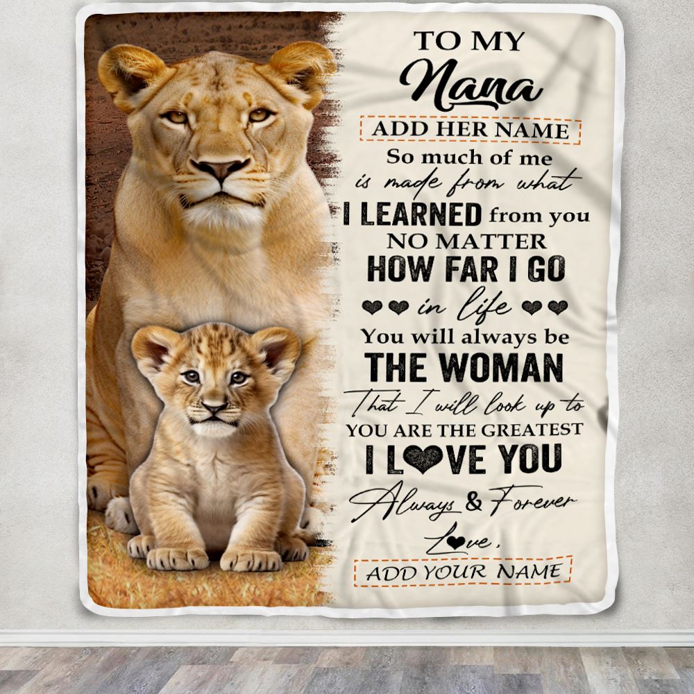 Personalized To My Nana Blanket From Grandson Granddaughter You Are The Greatest Lion Nana Birthday Gifts Mothers Day Christmas Customized Fleece Blanket | teecentury