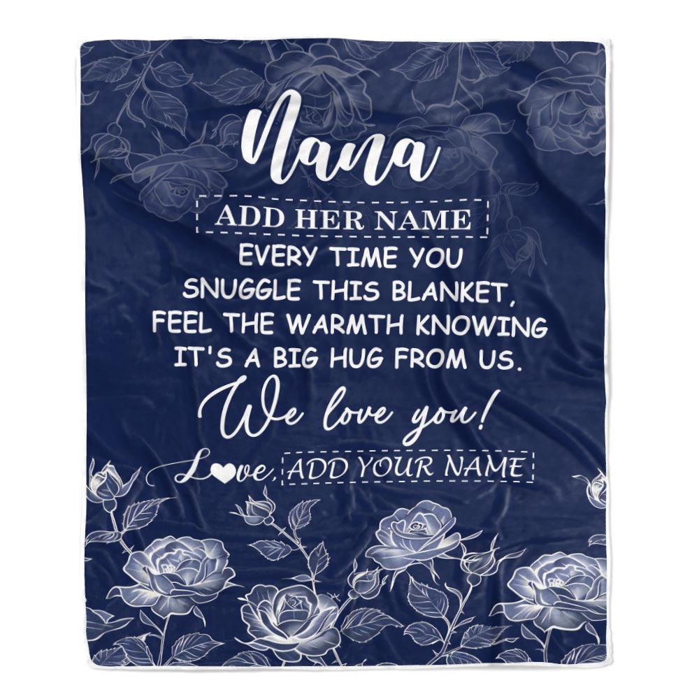 Personalized To My Nana Gifts Blanket From Granddaughter Grandson Blue Flower Love You Birthday Gifts For Nana Mothers Day Christmas Nana Fleece Throw Blanket | teecentury