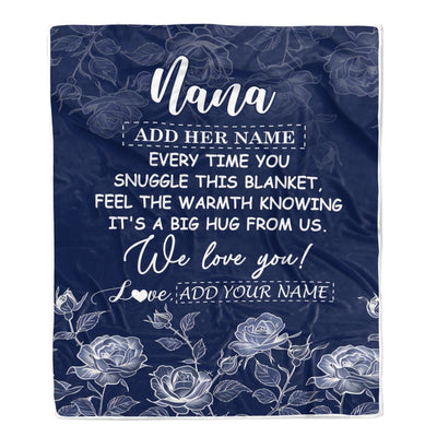 Personalized To My Nana Gifts Blanket From Granddaughter Grandson Blue Flower Love You Birthday Gifts For Nana Mothers Day Christmas Nana Fleece Throw Blanket | teecentury
