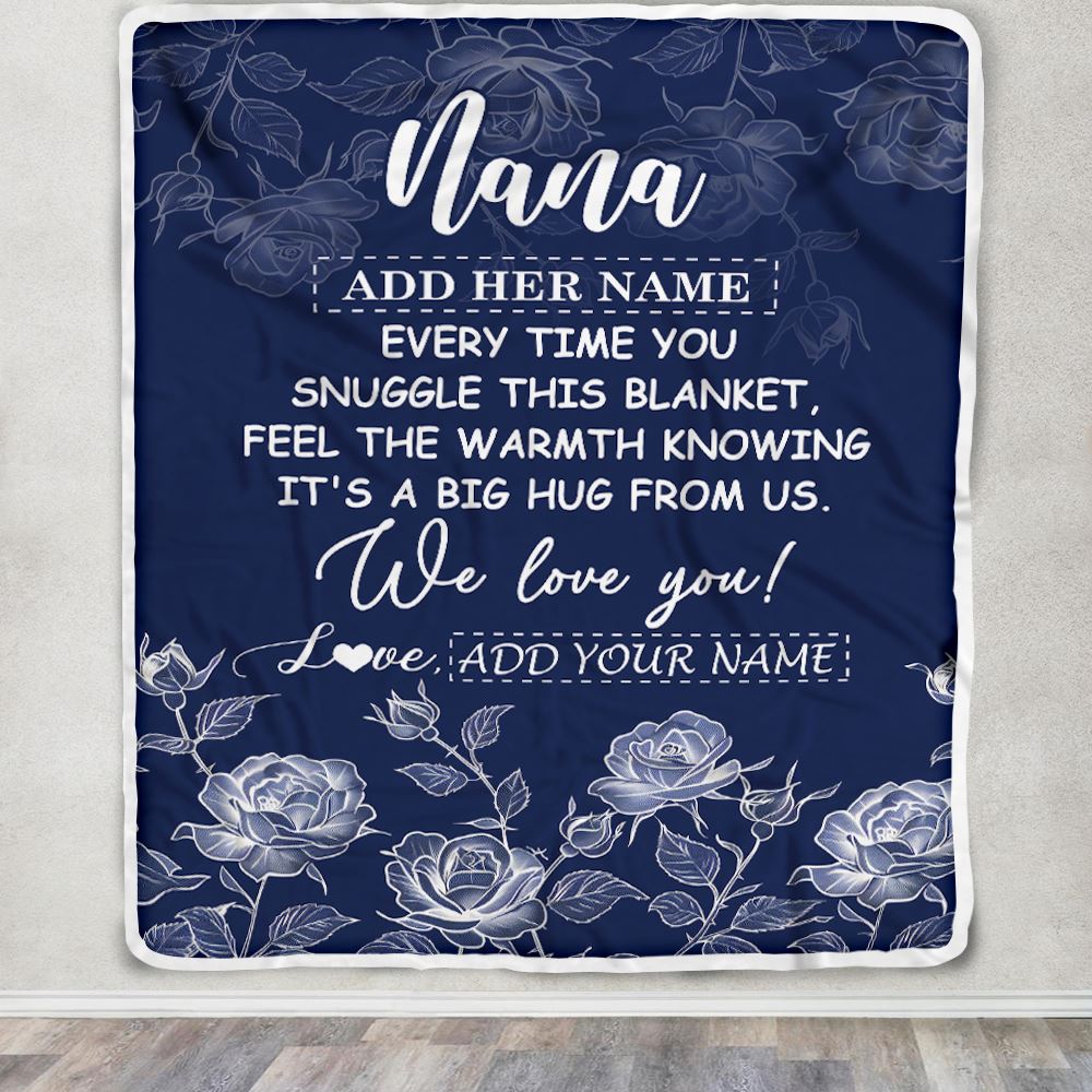 Personalized To My Nana Gifts Blanket From Granddaughter Grandson Blue Flower Love You Birthday Gifts For Nana Mothers Day Christmas Nana Fleece Throw Blanket | teecentury