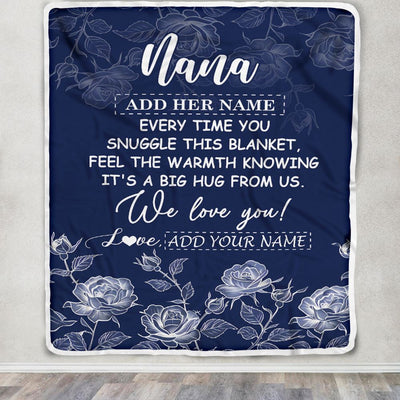 Personalized To My Nana Gifts Blanket From Granddaughter Grandson Blue Flower Love You Birthday Gifts For Nana Mothers Day Christmas Nana Fleece Throw Blanket | teecentury