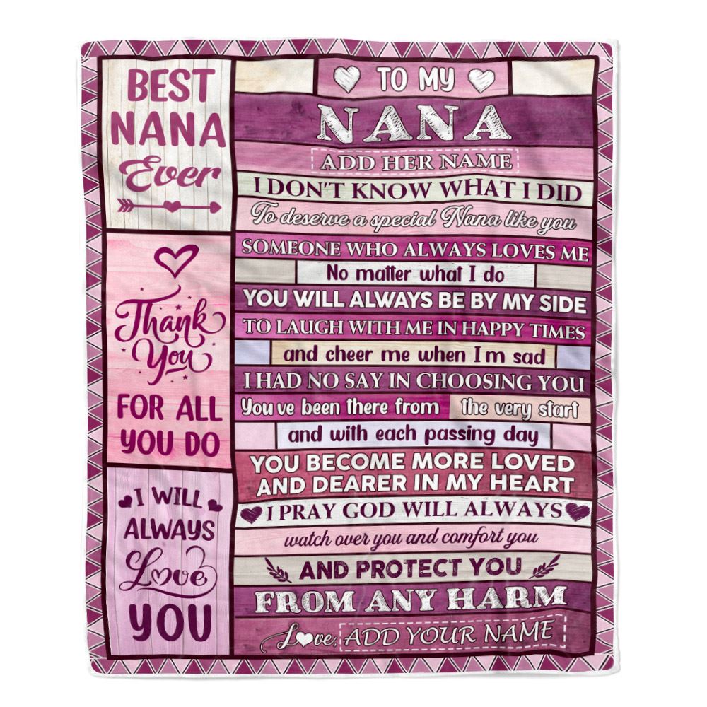 Personalized To My Nana Gifts Blanket From Granddaughter Grandson Wood Thank You For All Gifts For Nana Mothers Day Birthday Christmas Fleece Throw Blanket | teecentury
