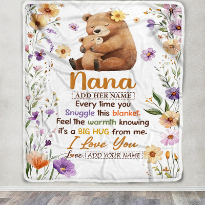 Personalized To My Nana Gifts From Granddaughter Grandson Blanket Bear Big Hug Birthday Present Gift Idea For Nana Mothers Day Christmas Custom Fleece Blanket Shirt & Hoodie | teecentury