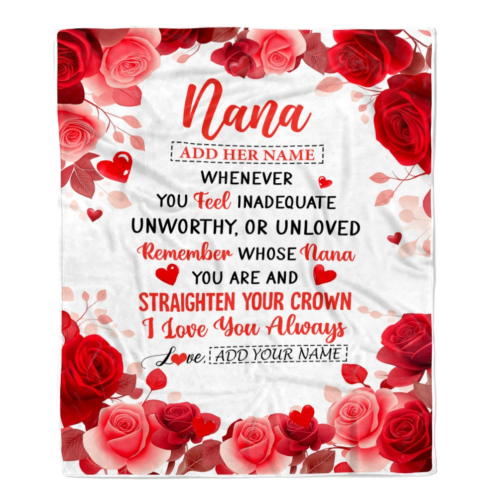 Personalized To My Nana Gifts From Granddaughter Grandson Blanket Rose Flower Anniversary Birthday Gifts Nana Mothers Day Christmas Custom Fleece Throw Blanket | teecentury