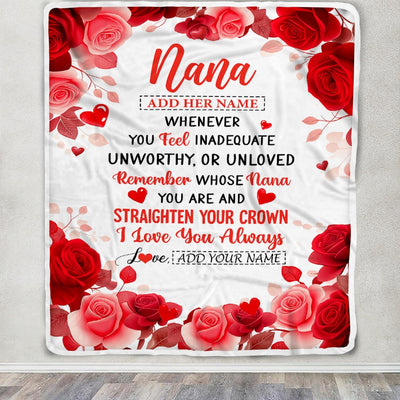 Personalized To My Nana Gifts From Granddaughter Grandson Blanket Rose Flower Anniversary Birthday Gifts Nana Mothers Day Christmas Custom Fleece Throw Blanket | teecentury