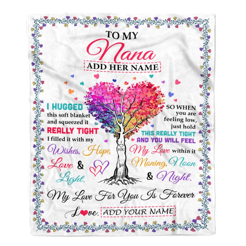 Personalized To My Nana Gifts From Granddaughter Grandson Hugged Blanket Birthday Gifts For Nana Mothers Day Thanksgiving Christmas Customized Fleece Blanket | teecentury