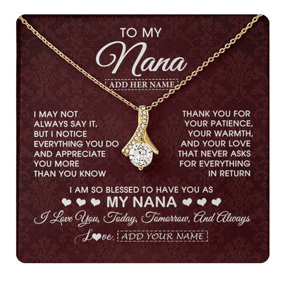 Alluring Beauty Necklace 18K Yellow Gold Finish | 1 | Personalized To My Nana Gifts From Granddaughter Necklace Meaningful Jewelry Pendant Gifts For Nana Mothers Day Birthday Christmas Custom Gift Box Message Card | https://teecentury.