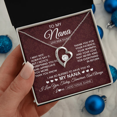 Forever Love Necklace 14K White Gold Finish | 2 | Personalized To My Nana Gifts From Granddaughter Necklace Meaningful Jewelry Pendant Gifts For Nana Mothers Day Birthday Christmas Custom Gift Box Message Card | https://teecentury.