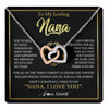 Interlocking Hearts Necklace Stainless Steel & Rose Gold Finish | 1 | Personalized To My Nana Gifts Necklace From Granddaughter Grandson Grateful Thank You Nana Birthday Mothers Day Christmas Customized Gift Box Message Card | teecentury