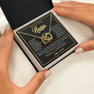 Interlocking Hearts Necklace 18K Yellow Gold Finish | 2 | Personalized To My Nana Gifts Necklace From Granddaughter Grandson Grateful Thank You Nana Birthday Mothers Day Christmas Customized Gift Box Message Card | teecentury