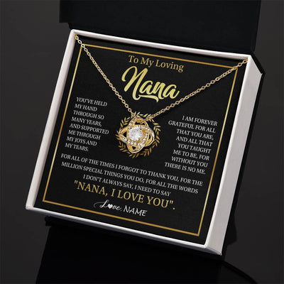 Love Knot Necklace 18K Yellow Gold Finish | 2 | Personalized To My Nana Gifts Necklace From Granddaughter Grandson Grateful Thank You Nana Birthday Mothers Day Christmas Customized Gift Box Message Card | teecentury