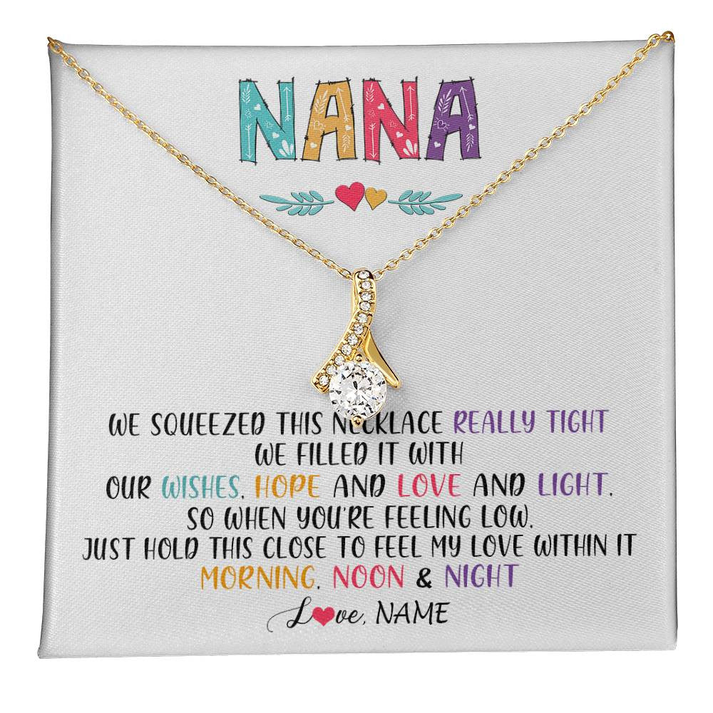 Alluring Beauty Necklace 18K Yellow Gold Finish | 1 | Personalized To My Nana Necklace From Grandkids Granddaughter We Squeezed This Necklace Nana Birthday Mothers Day Christmas Customized Gift Box Message Card | teecentury