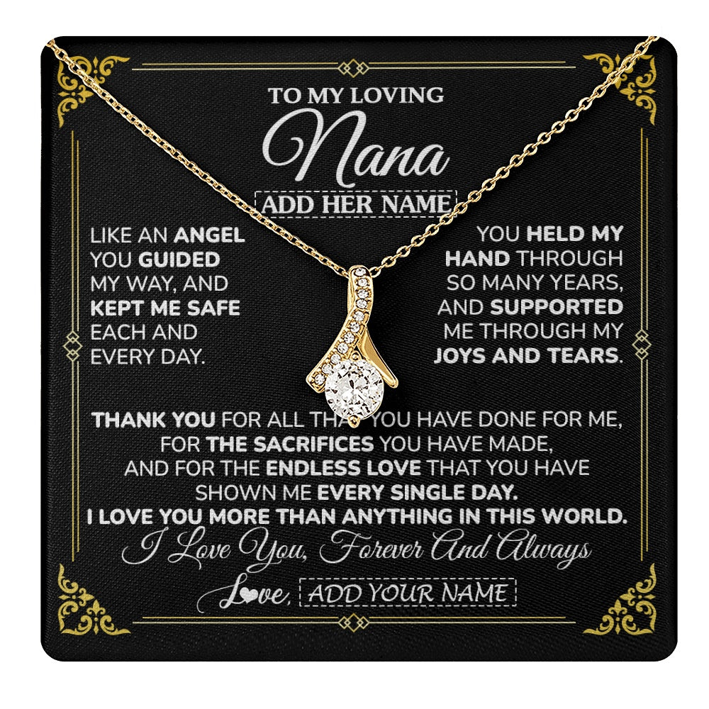 Alluring Beauty Necklace 18K Yellow Gold Finish | 1 | Personalized To My Nana Necklace Gifts Meaningful Gift To Nana From Granddaughter Without You There Is No Me Mothers Day Birthday Gift Box Message Card | https://teecentury.