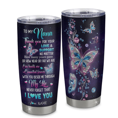 Personalized To My Nana Tumbler From Grandkids Granddaughter Butterfly Thank You For Your Love Nana Gift Birthday Mothers Day Christmas Custom Travel Mug | teecentury