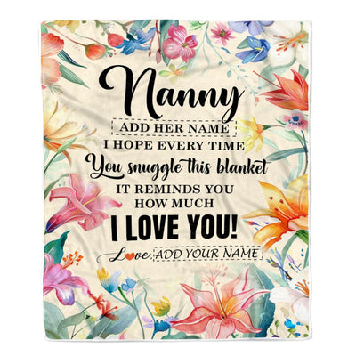 Personalized To My Nanny Blanket From Kids Floral I Love You Great Nanny Birthday Gifts Mothers Day Thanksgiving Christmas Customized Fleece Blanket | teecentury