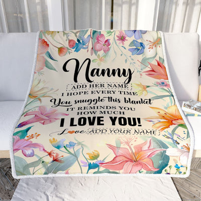 Personalized To My Nanny Blanket From Kids Floral I Love You Great Nanny Birthday Gifts Mothers Day Thanksgiving Christmas Customized Fleece Blanket | teecentury