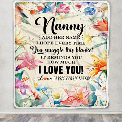 Personalized To My Nanny Blanket From Kids Floral I Love You Great Nanny Birthday Gifts Mothers Day Thanksgiving Christmas Customized Fleece Blanket | teecentury