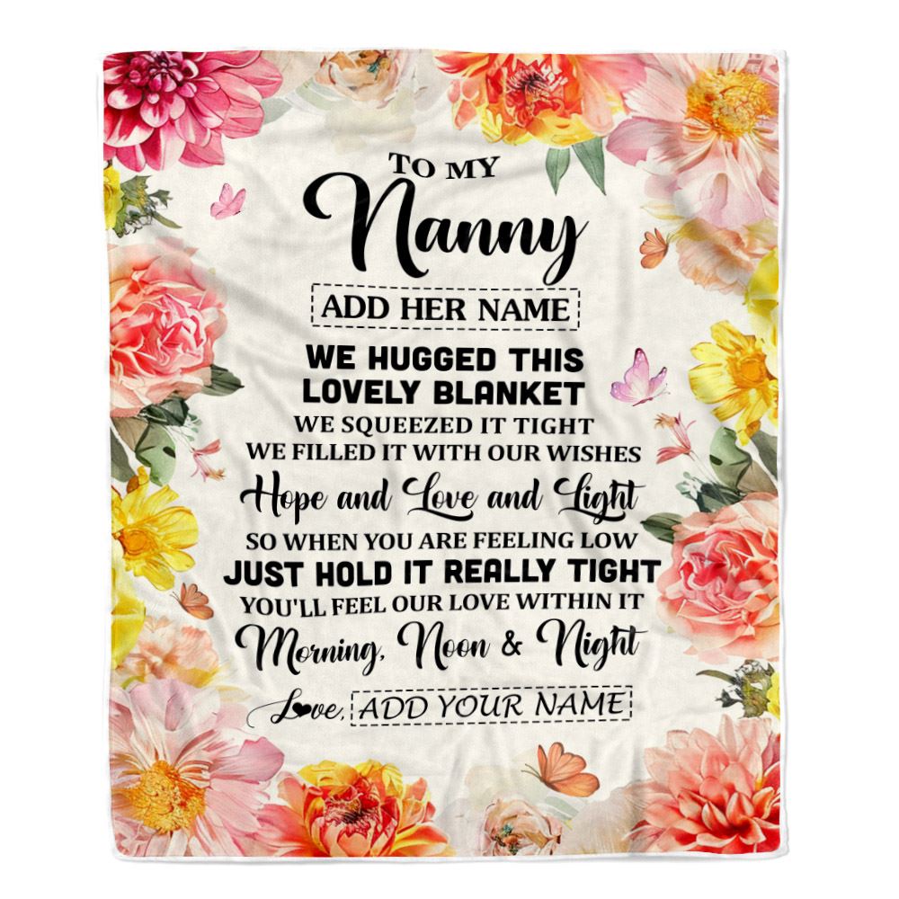 Personalized To My Nanny Blanket From Kids Floral We Hugged This Lovely Nanny Birthday Gifts Mothers Day Thanksgiving Christmas Customized Fleece Blanket | teecentury