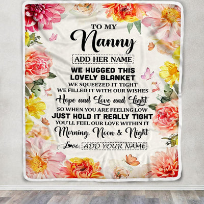 Personalized To My Nanny Blanket From Kids Floral We Hugged This Lovely Nanny Birthday Gifts Mothers Day Thanksgiving Christmas Customized Fleece Blanket | teecentury