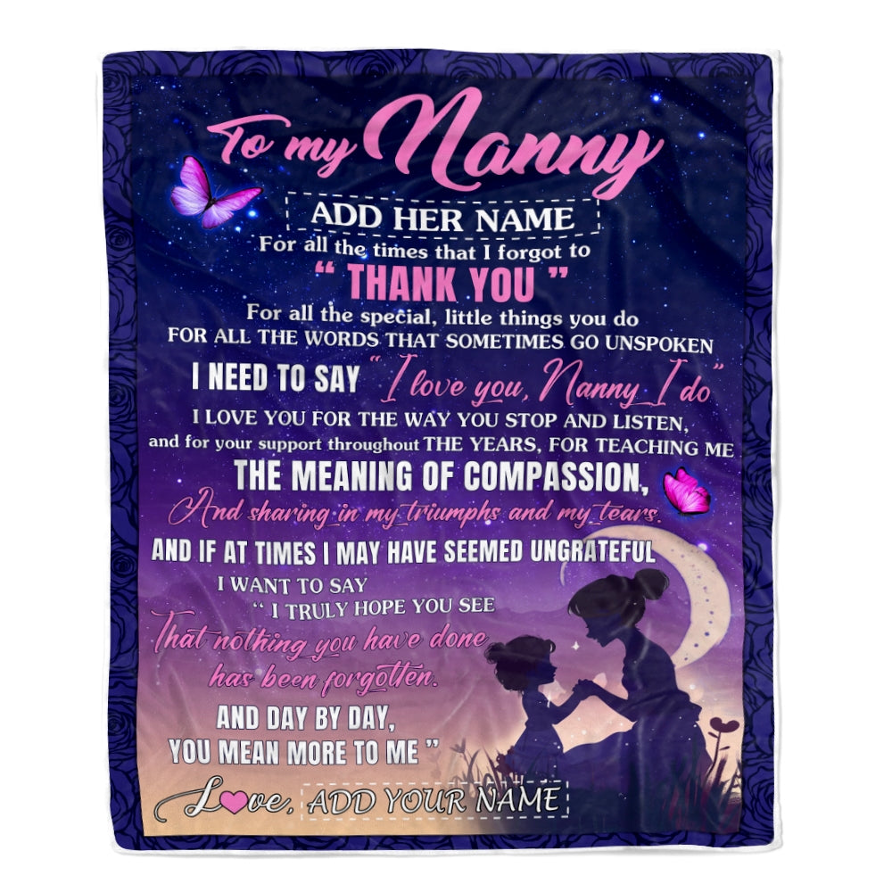 Personalized To My Nanny Blanket From Kids Night Sky Thank You Love You Nanny Birthday Gifts Mothers Day Thanksgiving Christmas Customized Fleece Blanket | teecentury