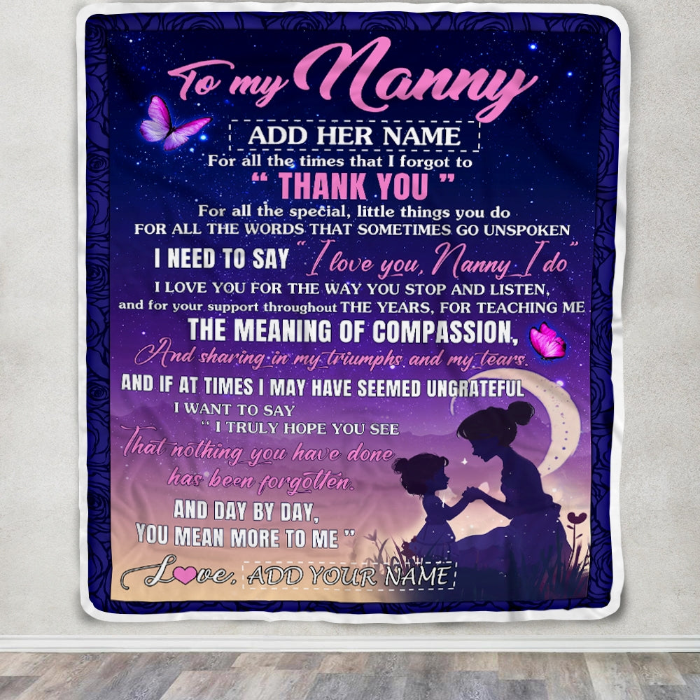 Personalized To My Nanny Blanket From Kids Night Sky Thank You Love You Nanny Birthday Gifts Mothers Day Thanksgiving Christmas Customized Fleece Blanket | teecentury