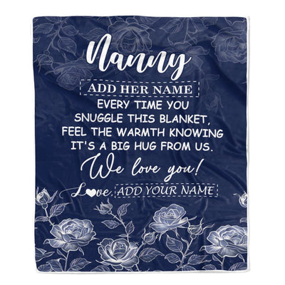 Personalized To My Nanny Gifts Blanket From Kids Blue Flower Love You Birthday Gifts For Nanny Mothers Day Birthday Thanksgiving Christmas Nanny Fleece Blanket | teecentury