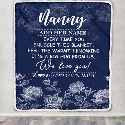 Personalized To My Nanny Gifts Blanket From Kids Blue Flower Love You Birthday Gifts For Nanny Mothers Day Birthday Thanksgiving Christmas Nanny Fleece Blanket | teecentury