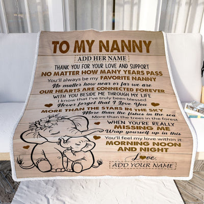 Personalized To My Nanny Gifts Blanket From Kids Grandkids Elephant My Favorite Nanny Birthday Gifts Mothers Day Christmas Custom Name Fleece Throw Blanket | teecentury