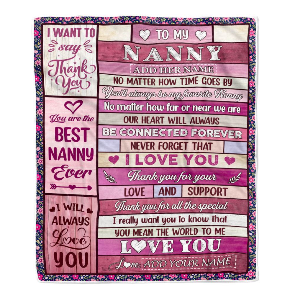 Personalized To My Nanny Gifts Blanket From Kids Wood My Favorite Nanny Birthday Gifts Mothers Day Thanksgiving Christmas Customized Fleece Blanket | teecentury
