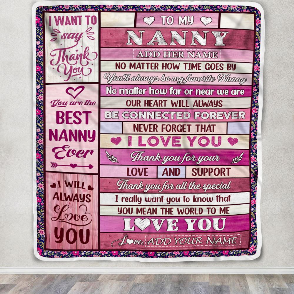 Personalized To My Nanny Gifts Blanket From Kids Wood My Favorite Nanny Birthday Gifts Mothers Day Thanksgiving Christmas Customized Fleece Blanket | teecentury