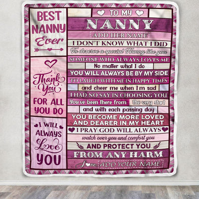 Personalized To My Nanny Gifts Blanket From Kids Wood Thank You For All Gifts For Nanny Mothers Day Birthday Thanksgiving Christmas Custom Fleece Blanket | teecentury