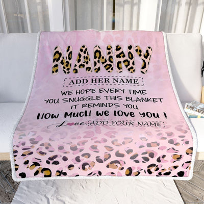 Personalized To My Nanny Gifts From Kids Blanket Pink Leopard Happy Birthday Gifts For Nanny Mothers Day Birthday Christmas Customized Fleece Throw Blanket | teecentury