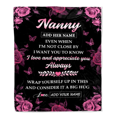 Personalized To My Nanny Gifts From Kids Blanket Rose Floral It A Big Hug Birthday Gift Idea For Nanny Gifts Christmas Customized Fleece Throw Blanket | teecentury