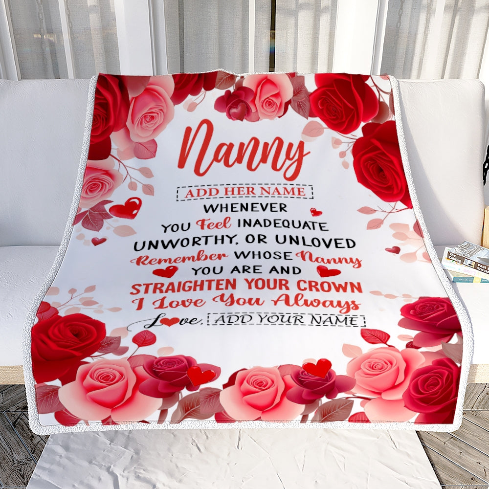 Personalized To My Nanny Gifts From Kids Blanket Rose Flower Anniversary Birthday Gifts Nanny Mothers Day Thanksgiving Birthday Christmas Custom Fleece Blanket | teecentury