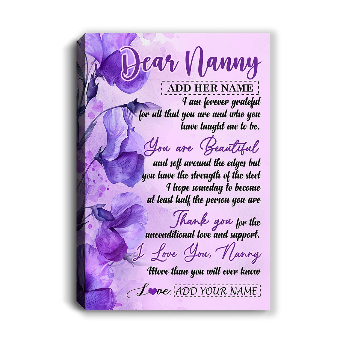 Personalized To My Nanny Gifts From Kids Canvas Flower You Are Beautiful Gifts For Nanny Mothers Day Birthday Thanksgiving Christmas Custom Art Print Framed Canvas | teecentury