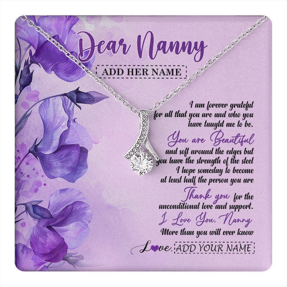 Alluring Beauty Necklace 14K White Gold Finish | 1 | Personalized To My Nanny Gifts Necklace Flower You Are Beautiful Gifts For Nanny Mothers Day Birthday Thanksgiving Christmas Custom Gift Box Message Card | teecentury.myshopify