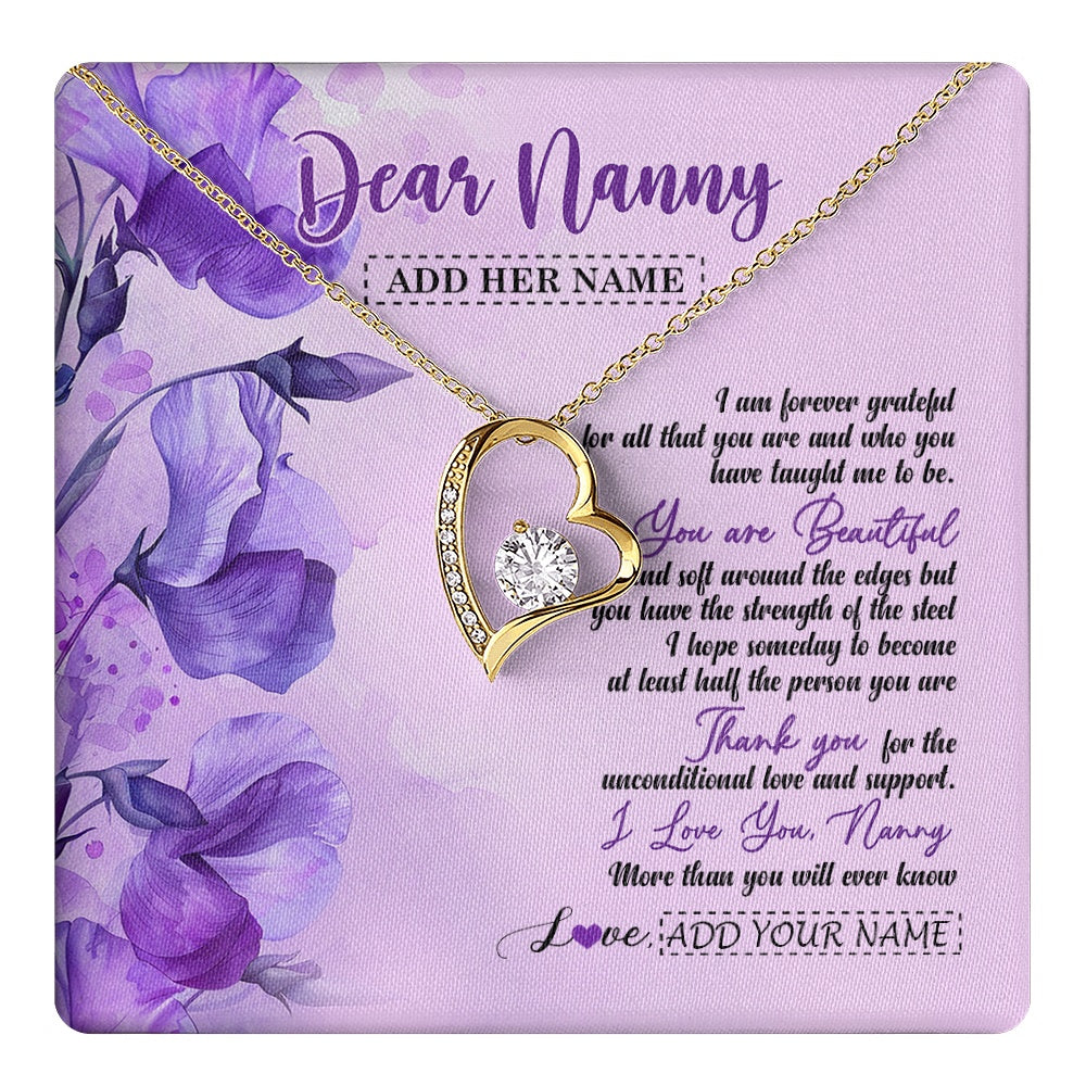 Forever Love Necklace 18K Yellow Gold Finish | 1 | Personalized To My Nanny Gifts Necklace Flower You Are Beautiful Gifts For Nanny Mothers Day Birthday Thanksgiving Christmas Custom Gift Box Message Card | teecentury.myshopify