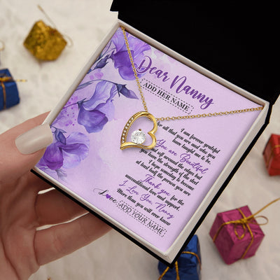 Forever Love Necklace 18K Yellow Gold Finish | 2 | Personalized To My Nanny Gifts Necklace Flower You Are Beautiful Gifts For Nanny Mothers Day Birthday Thanksgiving Christmas Custom Gift Box Message Card | teecentury.myshopify